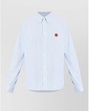 KENZO Seersucker Cotton Casual Shirt - White