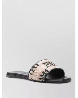 Max Mara Logo Mules Flat Sole Open Toe Design - White