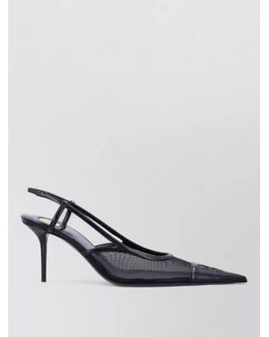 Saint Laurent Renee Slim Slingback Court Shoes Mesh Leather - Blue
