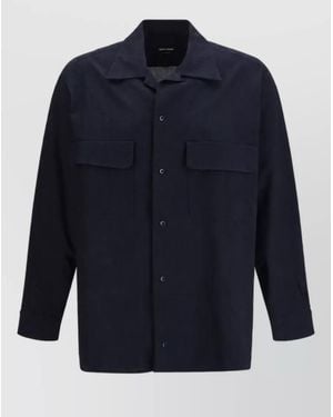Giorgio Armani Cotton Long-Sleeve Shirt Jacket - Blue
