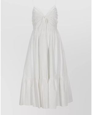 Michael Kors Organic Cotton V-Neck Midi Dress - White