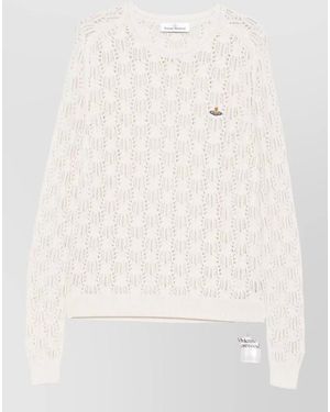 Vivienne Westwood Openwork Knit Logo-Intarsia Crewneck Jumper - Natural