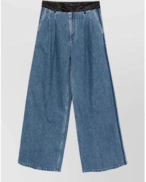forte_forte Pleated Wide Leg Denim Jeans - Blue