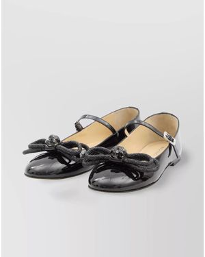 Mach & Mach Patent Leather Double Bow Ballerina Shoes - Multicolour