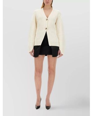Helmut Lang Fitted V-Neck Ribbed Cardigan With Long Sleeves - Black