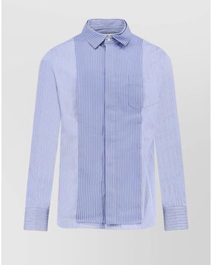 Sacai Striped Cotton Long-Sleeve Shirt - Purple