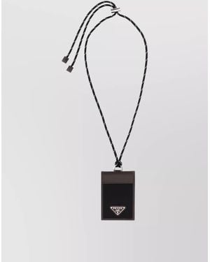 Prada Leather Canvas Card Holder - White