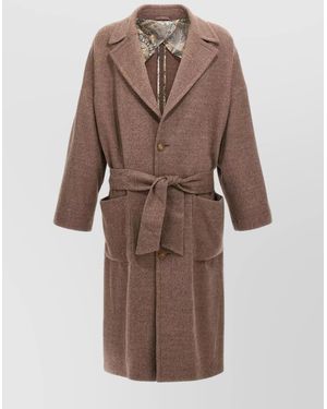 Etro Wool Single Breasted Coat - Brown