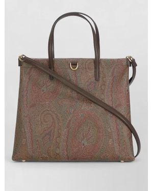 Etro Paisley Cotton Tote Bag Shoulder Strap - Brown
