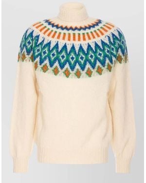 Howlin' Turtleneck High Neck Patterned Knit Jumper - Blue