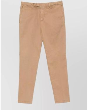 Boglioli Tailored Cotton Blend Trousers Belt Loops - Natural