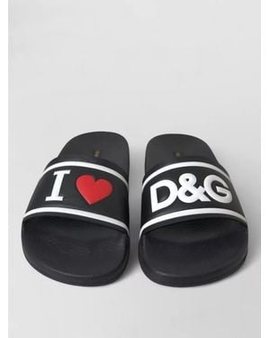 Dolce & Gabbana I Love D G Rubber Logo Slides - Black