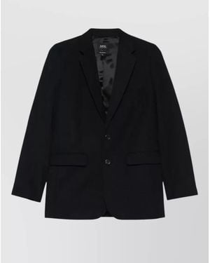 A.P.C. Wool Blend Single Breasted Tailored Blazer - Black