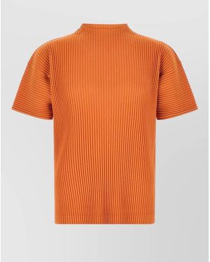Homme Plissé Issey Miyake March Series Pleated Crew Neck Shirt - Orange