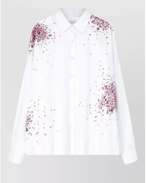 Dries Van Noten Casia Cotton Shirt Printed Detail - White