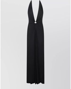 Amazuìn Joele Halter Neck Maxi Dress Ring Detail - Black