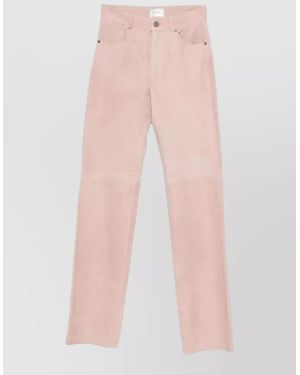 Haikure Suede Straight-Leg Trousers - Pink