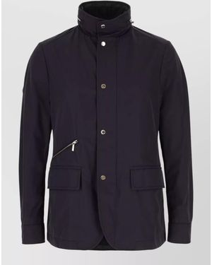 Moorer Polyester Jacket High Collar Long Sleeves - Blue