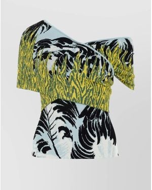 Bottega Veneta Embroidered Jacquard Asymmetric Top - Green