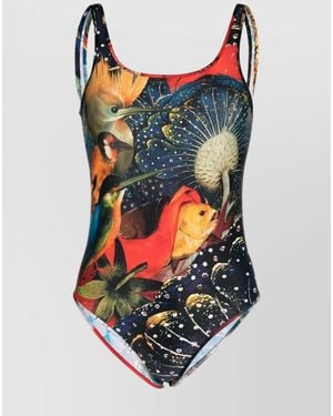 McQueen Graphic-Print Sleeveless Swimsuit - Red