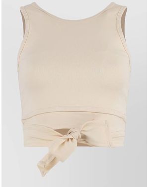 Live The Process Knotted Cropped Tank Top - Natural