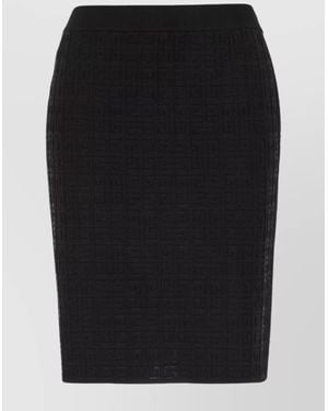 Givenchy High-Waisted Knee-Length Skirt Textured Fabric - Black