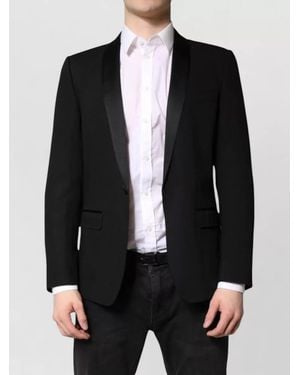 Dolce & Gabbana Wool Silk Single-Breasted Coat - Black