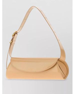 Jil Sander Leather Cannolo Small Shoulder Clutch Bag - Natural