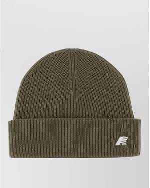 K-Way Brice Wool Hat Fold Cuff Ribbed Texture - Green