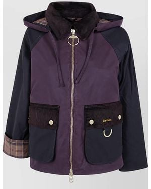 Barbour Carville Wax Single Breasted Coat - Purple