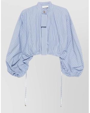 Zimmermann Striped Mandarin Collar Blouse And Trousers Set - Blue