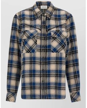 P.A.R.O.S.H. Checked Studded Cotton Shirt - Blue