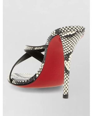 Christian Louboutin Mulazee Cross Strap Snakeskin Open Toe Mules - Red