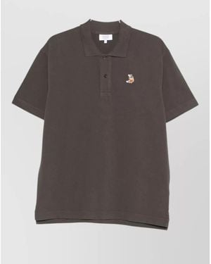 Maison Kitsuné Organic Cotton Short-Sleeve Polo Shirt - Grey