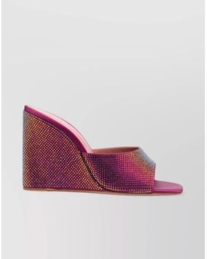 AMINA MUADDI Crystal Embellished Wedge Sandals - Pink