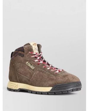 Autry Suede Lace Up Boots Rubber Sole - Brown