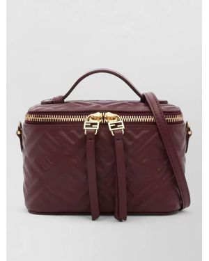 Fendi Vanity Nappa Leather Crossbody Bag Ff Motif - Purple