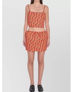 Gucci Cotton Printed Mini Skirt - Red