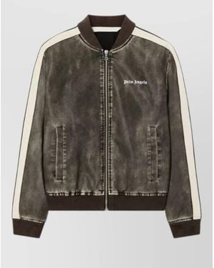 Palm Angels Logo Track Bomber Jacket Contrast Stripes - Multicolour