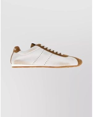 Miu Miu Nappa Leather And Suede Low-Top Sneakers - Metallic