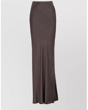 ANDAMANE Silk Midi Skirt - Brown