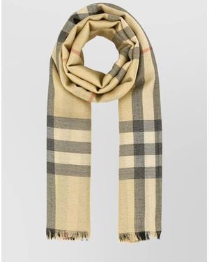 Burberry Embroidered Wool Blend Scarf - Natural
