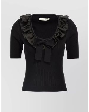 Alessandra Rich Ruffle Wool Cashmere Jumper - Black
