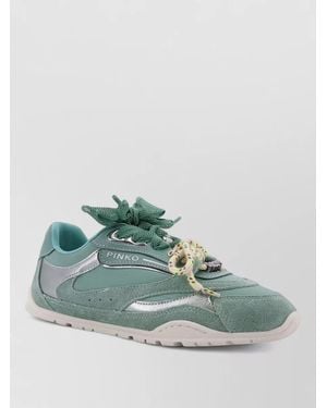 Pinko Leather And Nylon Low-Top Trainers - Green