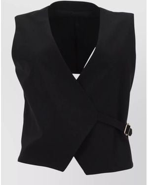 PT Torino Angela Wool Gilet Buckle Detail - Black
