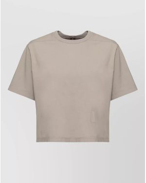 Rick Owens Ribbed Round Neck Cotton T-Shirt - Natural