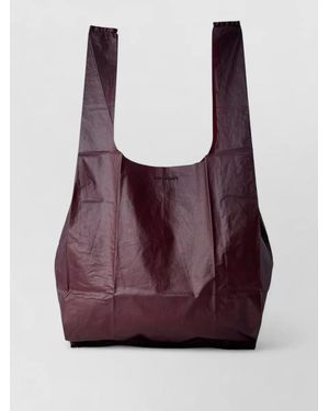 Our Legacy Rectangular Shoulder Bag Textured Surface Dual Handles - Purple