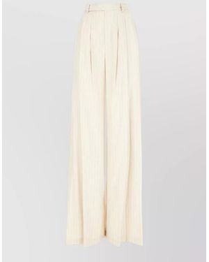 LE SULLY STUDIO Embroidered Polyester Blend Pants Wide Leg - White