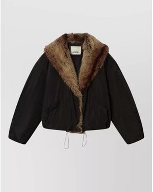 Isabel Marant Faux Fur Trim Oversized Short Parka - Black