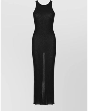 Rick Owens Sleeveless Ribbed Dress Fitted Silhouette Slit - Black